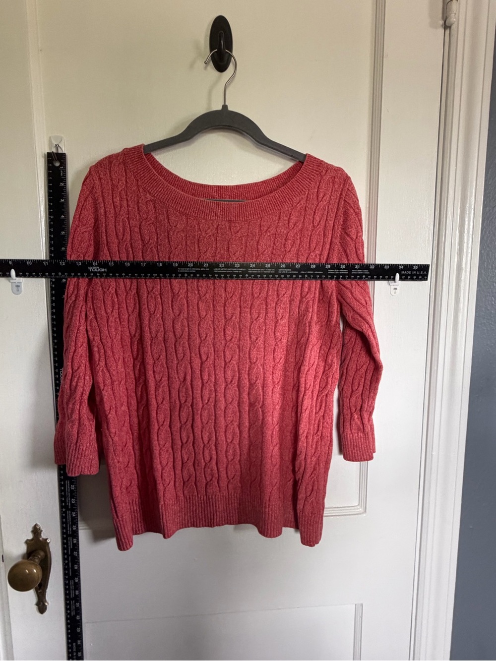 LOFT Coral Cable-Knit Scoop Neck Sweater